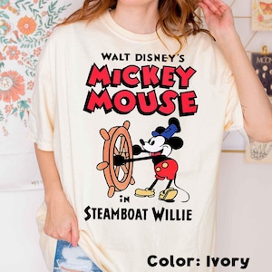 Vintage Mickey Mouse Steamboat Willie T-Shirt, Classic Disney Mickey 1928 Shirt, Retro Disney Comic Shirt, Disneyland Family Trip Outfit