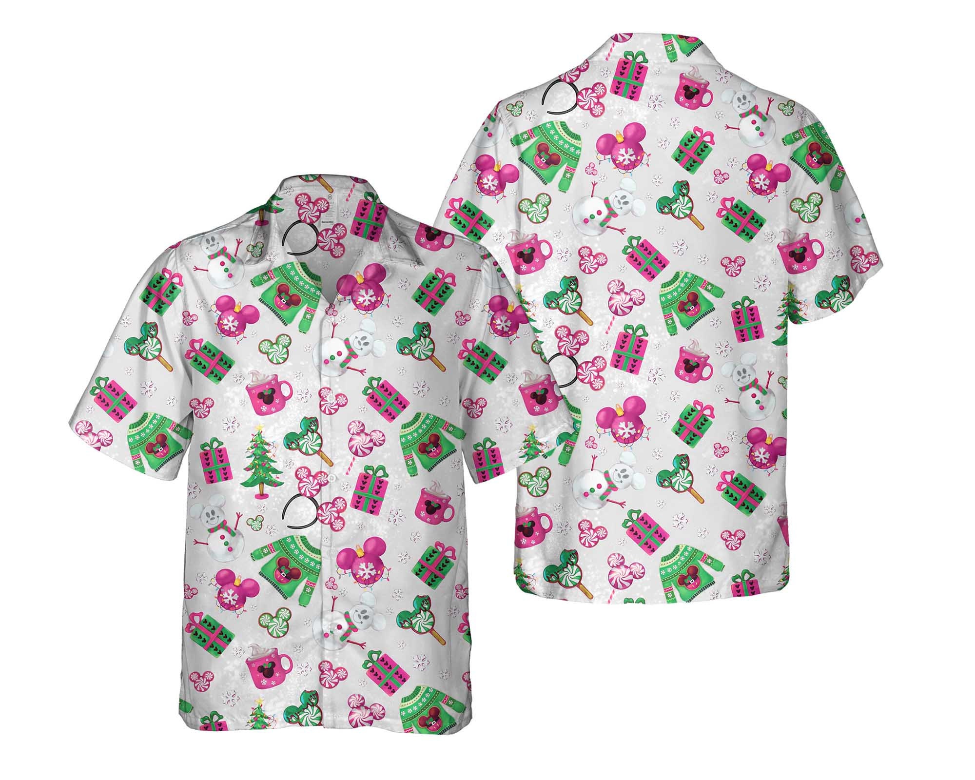 Mickey Mouse Ears Christmas Tree Snack Hawaiian Shirt