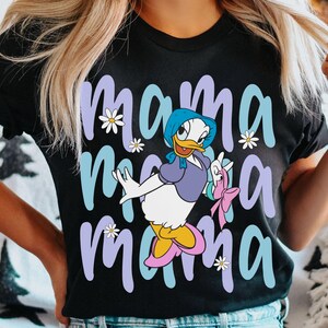 Cute Daisy Duck Mama Coquette Bow Shirt, Vintage Floral Mama Goose T-shirt, Disney Mother's Day Gift For Mommy Nana, Disneyland Family Trip