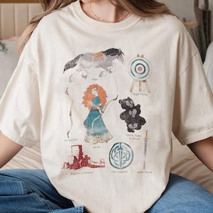 Disney Brave Icon Grid Merida Bear Shirt, Vintage Merida Princess T-shirt, Merida Brave Tee, Disneyland Family Trip, Magic Kingdom Park