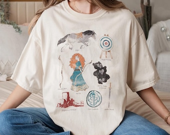 Disney Brave Icon Grid Merida Bear Shirt, Vintage Merida Princess T-shirt, Merida Brave Tee, Disneyland Family Trip, Magic Kingdom Park