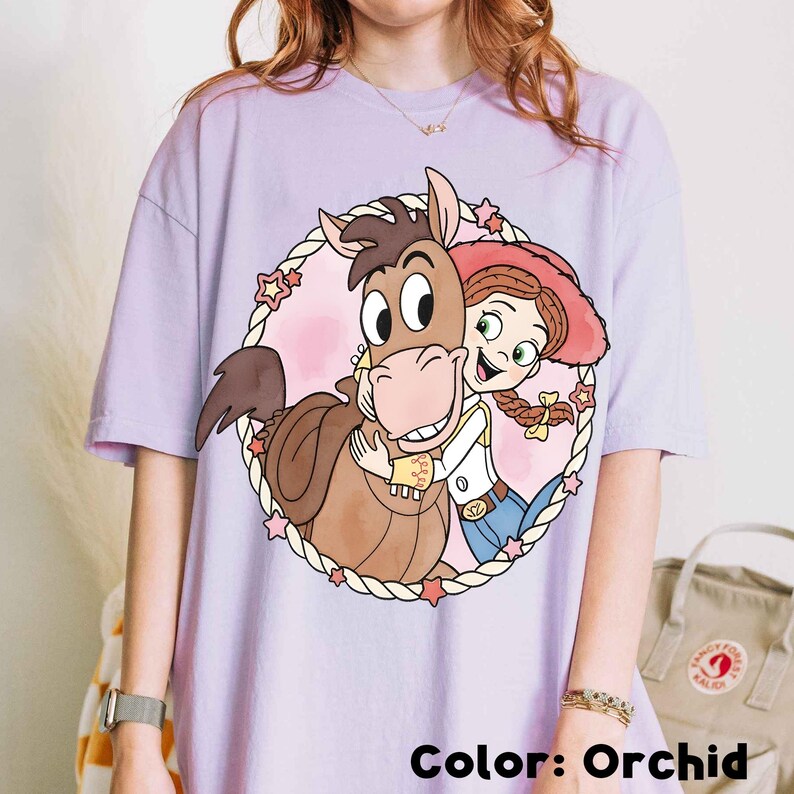 Watercolor Toy Story Jessie and Bullseye Shirt, Disney Pixar Besties Tee, Toy Story Land Shirt, Movie Fan Gift, Disneyland Trip Outfit image 2