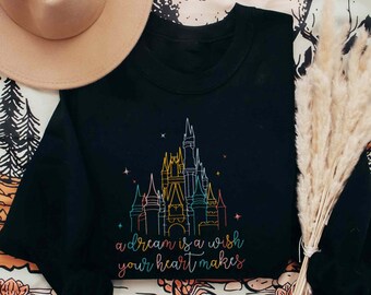 Embroidered Cinderella Castle A Dream Is A Wish Your Heart Makes Sweatshirt, Disney Princess Embroidery Sweater, Disneyland Family Trip