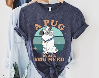 Camiseta Pocahontas Percy A Pug Is All You Need Comfort Colors, Camiseta retrô do cachorro Percy da Disney, Férias em família 2026, Presente de aniversário