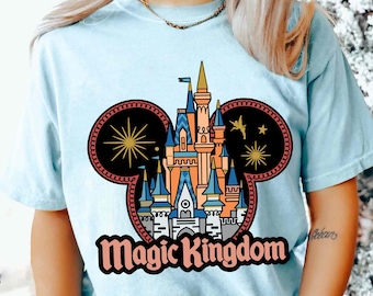 Retro Disney Castle T-shirt, Magic Kingdom Tee, Cinderella Castle Shirt, Mickey Head Shirt, Disneyland Family Trip Outfit, Disney Lover Gift