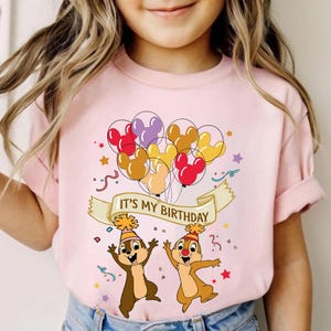 Disney Chip And Dale Mickey Mouse Balloons It's My Birthday T-shirt, Disney Chipmunk Brothers Matching Shirt, Disneyland Trip Birthday Gift