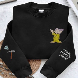 Embroidered The Dopey One Sweatshirt, Disney Snow White And Seven Dwarfs Embroidery Sweater, Disneyland Family Trip, Walt Disney World