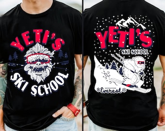 Tweezijdige expeditie Everest Yeti skischool comfort kleuren shirt, retro Disney Animal Kingdom T-shirt, bijpassende Disneyland familievakantie