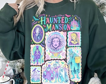 Haunted Mansion Halloween Shirt, Colorful Gothic Ghosts Tee, Spooky Season Shirts, Theme Park Family Trip Outfit