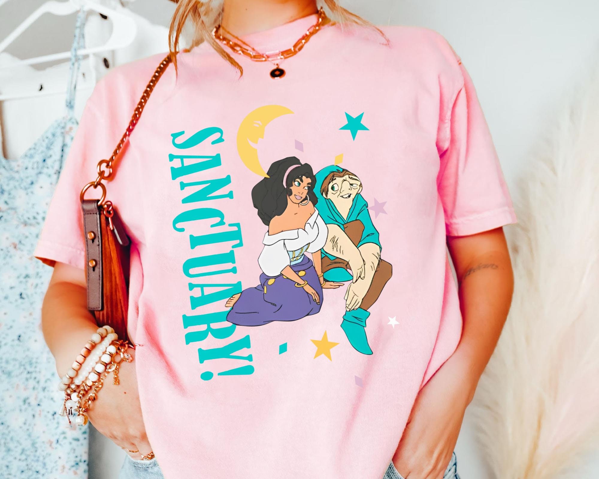 レア ディズニーヴィンテージ ノートルダムの鐘 プリント Tシャツ XXLサイズ 90s ノートルダムの鐘 エスメラルダ 総柄Tシャツ ディズニー