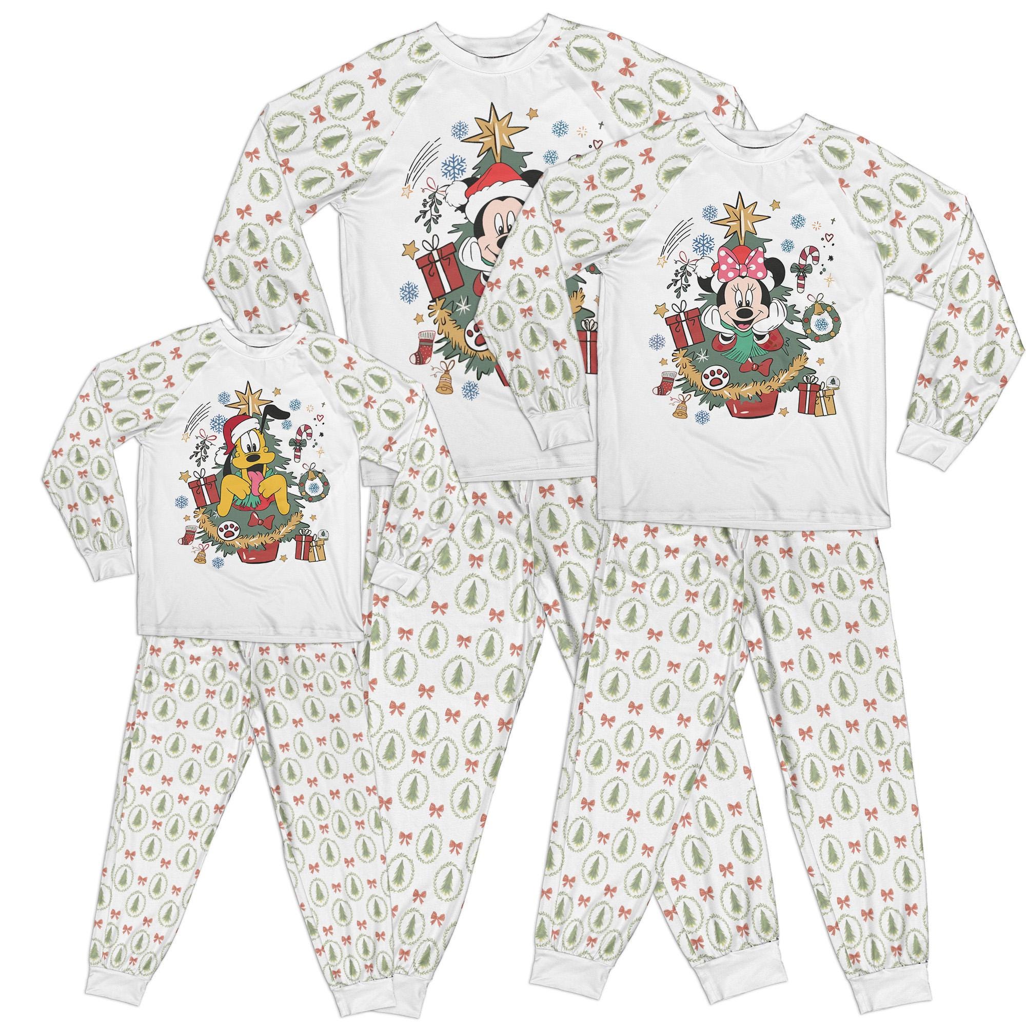 Discover Watercolor Disney Characters Christmas Tree Pajamas, Disneyland Family Christmas Outfit