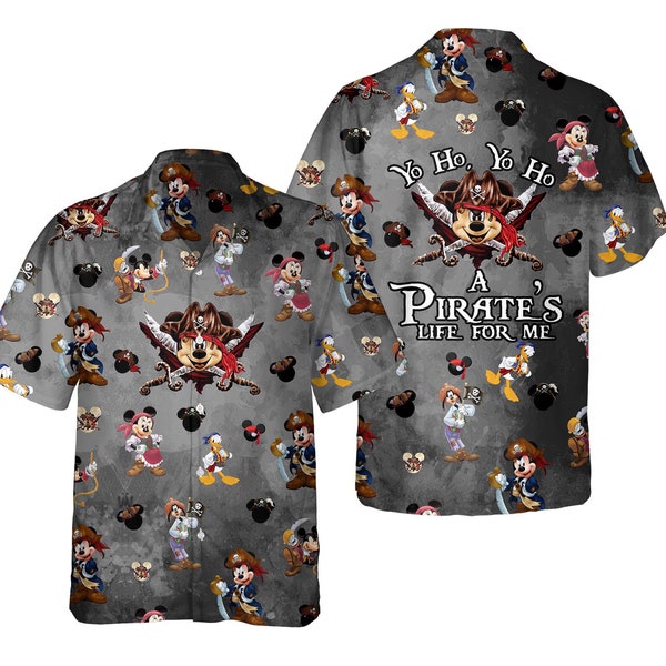 Mickey Friends Pirate's Life For Me Hawaiian Shirt, Pirates Of The Caribbean Disney Cruise Hawaii Shirts, Disneyland Family Summer Trip