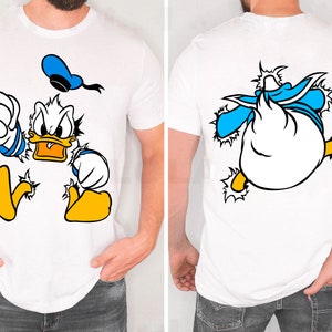 Two Sided Grumpy Donald Duck Front and Back Comfort Colors Shirt, Funny Donald Portrait Disney Tee, Disneyland Family Trip, Birthday Gift