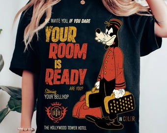 Goofy Bellhop The Twilight Zone Tower Of Terror Shirt, Disney The Hollywood Tower Hotel T-shirt, Your Room Is Ready, Disneyland Family Trip