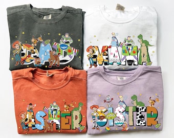 Custom Name Toy Story Family Matching Comfort Colors Shirt, Disney Mom Dad T-shirt, Personalized Gift Disneyland Trip, Disney Birthday Shirt