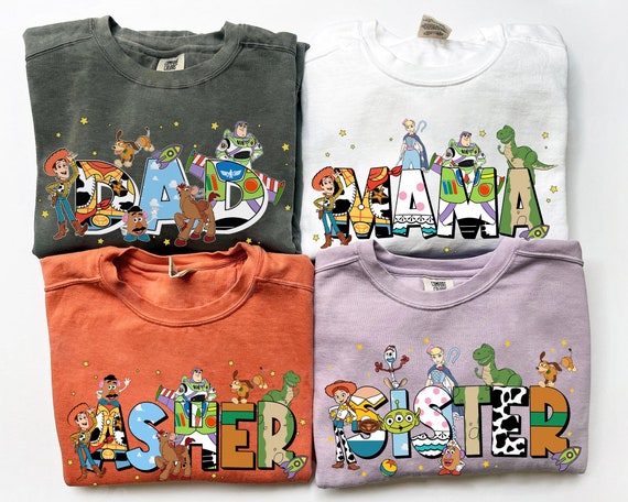 Custom Name Toy Story Family Matching Comfort Colors Shirt, Disney Mom Dad T-shirt, Personalized Gift Disneyland Trip, Disney Birthday Shirt