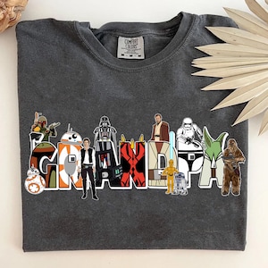 Custom Name Grandpa Star Wars Comfort Colors Shirt, Disney Father&#39;s Day, Personalized Gift, Darth Vader Stormtrooper Leia, Galaxy&#39;s Edge