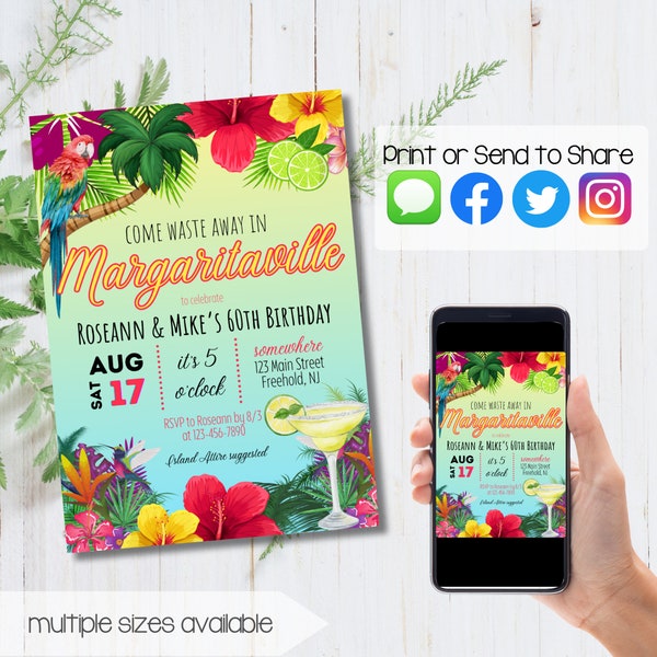 Margaritaville Invitation | Margaritaville Party | Jimmy Buffet | Margaritaville Bday Party | Margaritaville Birthday Party | Digital Invite