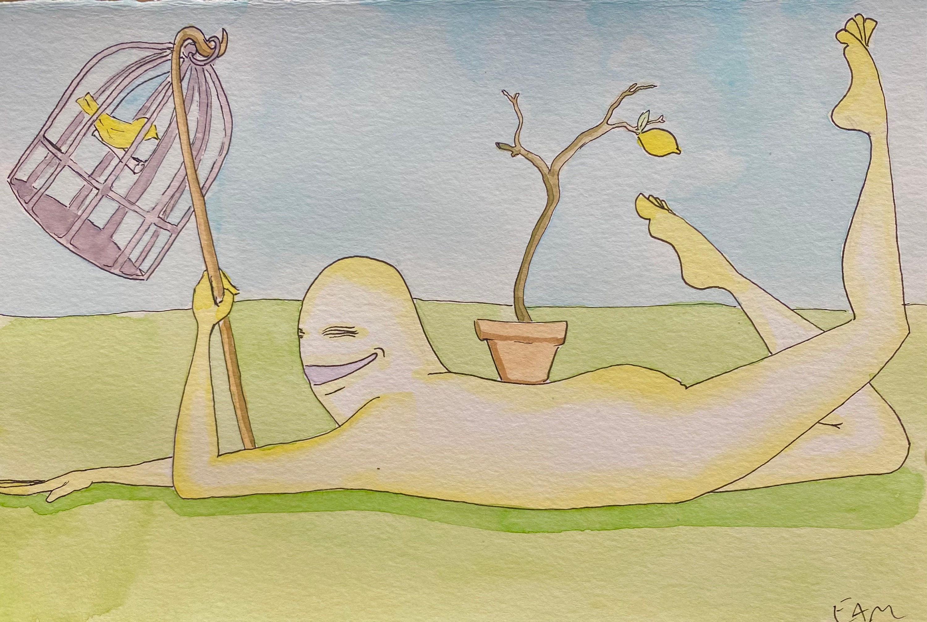 Poetics of Gigantes at Play - Watercolor on Paper
