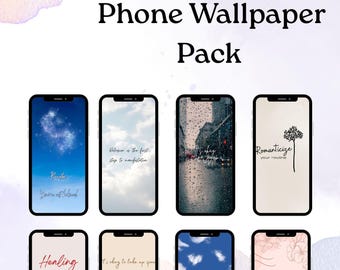 Minimalist Aesthetic Phone Wallpapers Bundle | Motivational Quotes, Soft Backgrounds, Digital Download (10 Pack)