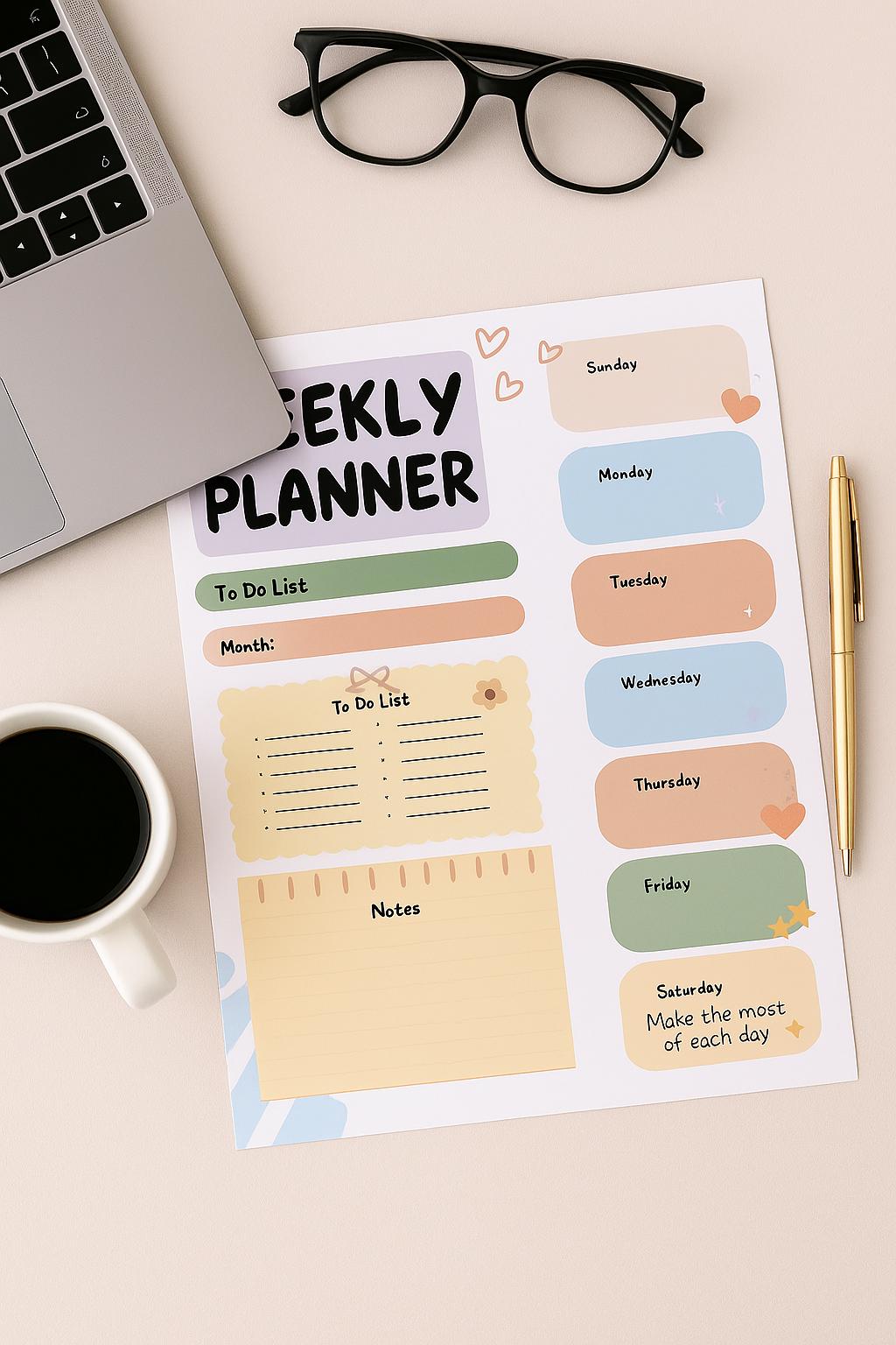 Pastel Weekly Planner Printable | To-do List (PDF Download - Etsy