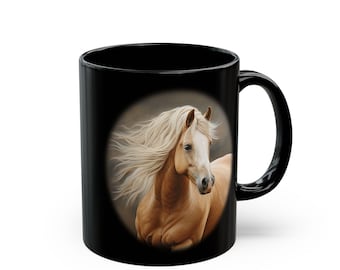 Palomino Horse Coffee Mug: Black Ceramic, Horse Lover Gift