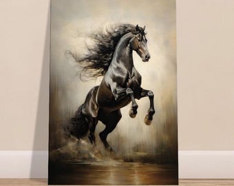 Black Stallion Canvas Art - Equestrian Decor