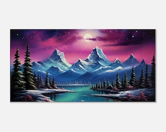 Northern Lights Canvas Print: Mountain Landscape Art