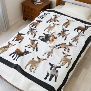Baby Goat Pattern Velveteen Plush Blanket | Farm Animal Throw