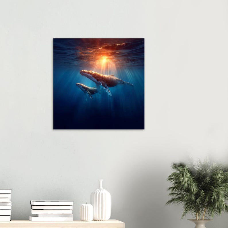 Humpback Whale Aluminum Print: Modern Ocean Life Wall Art image 3