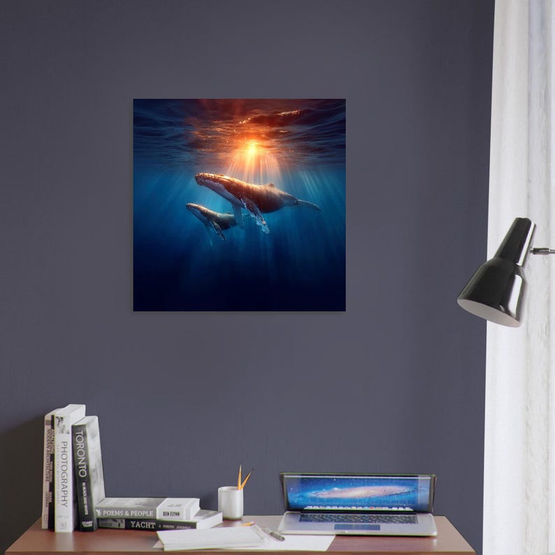 Humpback Whale Aluminum Print: Modern Ocean Life Wall Art image 4
