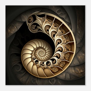 Golden Spiral Abstract Art Print: Modern Canvas Wall Decor