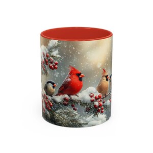 Winter Cardinal Holiday Mug, Bird Lover Christmas Decor