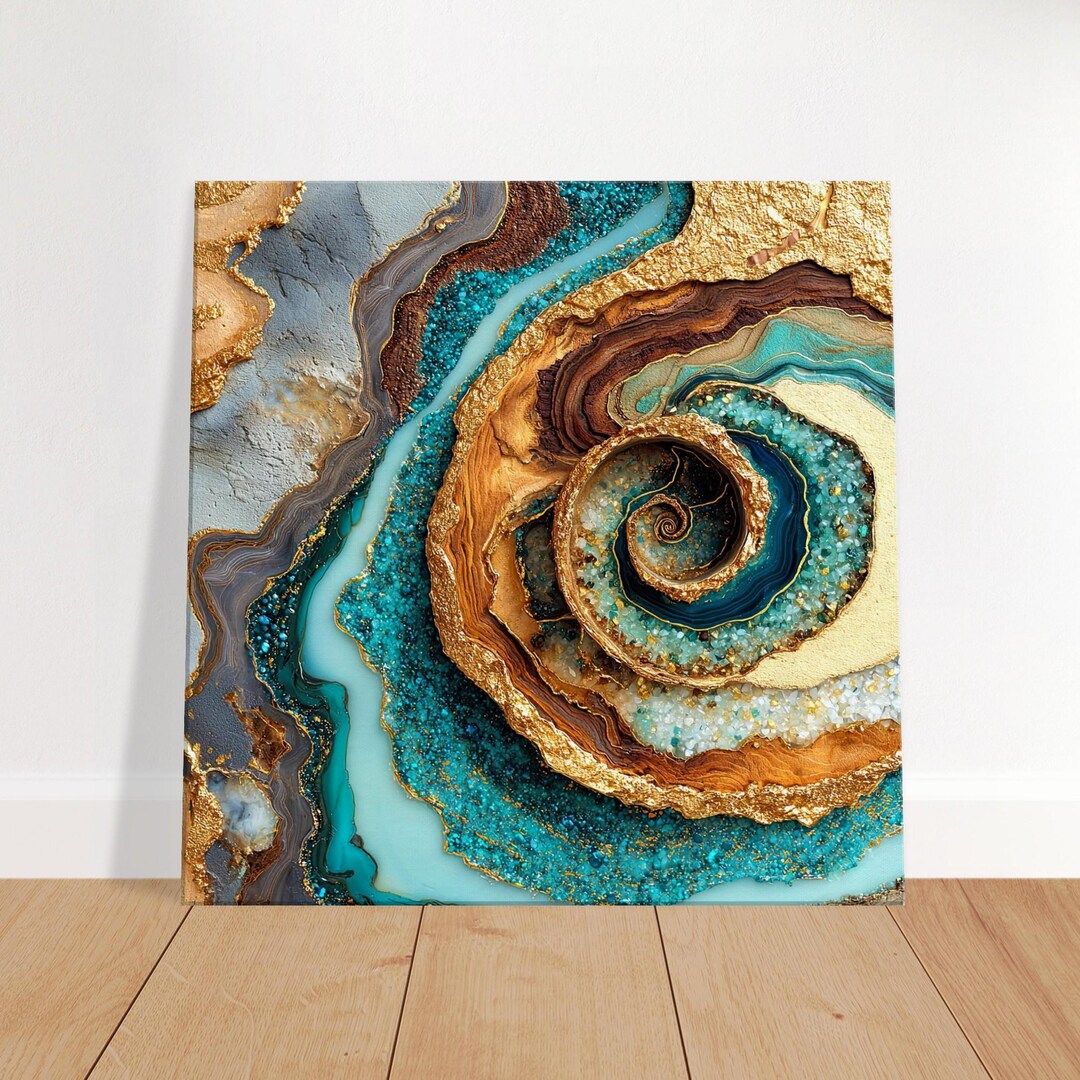 Abstract Ammonite Geode Canvas Art Print - Unframed Wall Decor ...