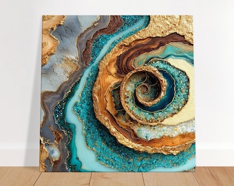 Abstract Geode Rock Canvas Art Print - Unframed Wall Decor, Multiple Sizes