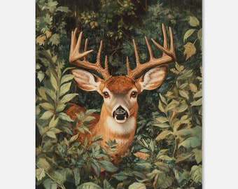 Whitetail Deer Portrait: Majestic Buck Canvas Art Print