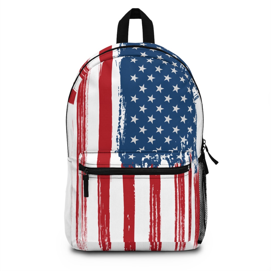 American Flag Backpack - Patriotic, Grunge Style Design, Back to School ...