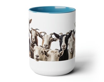 Playful Baby Goat Ceramic Coffee Mug, 15 oz