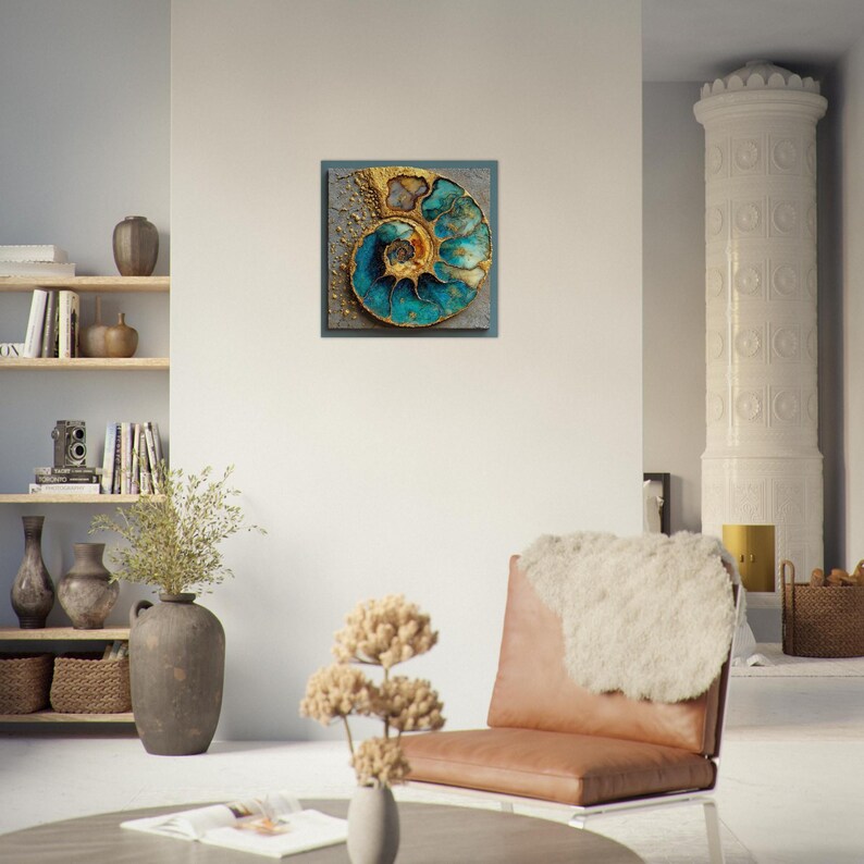 Abstract Ammonite Geode Fossil Art Print on Aluminum - 5 Sizes image 6