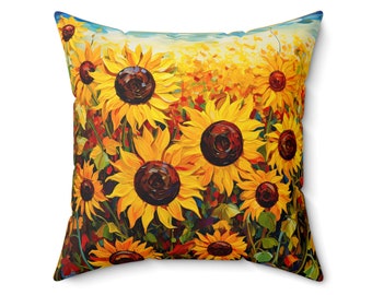 Sunflower Print Throw Pillow: Double-Sided Home Decor