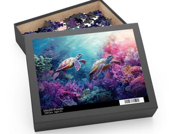 Coral Reef Sea Turtle Jigsaw Puzzle: Marine Life 150, 250 or 500 piece