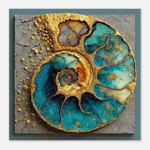 Abstract Ammonite Geode Fossil Art Print on Aluminum - 5 Sizes image 3