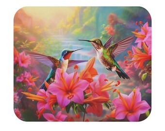 Hummingbird Illustration Mouse Pad | Rectangle 9x8