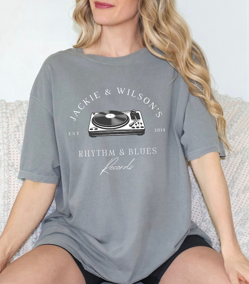Comfort Colors, Jackie and Wilson Record Shop Shirt, Graphic Tee, Trendy Oversized Vintage Grey