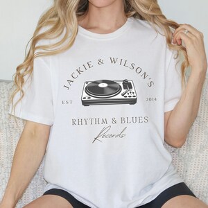 Comfort Colors, Jackie and Wilson Record Shop Shirt, Graphic Tee, Trendy Oversized Vintage White