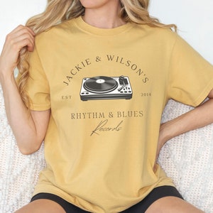 Comfort Colors, Jackie and Wilson Record Shop Shirt, Graphic Tee, Trendy Oversized Vintage Mustard
