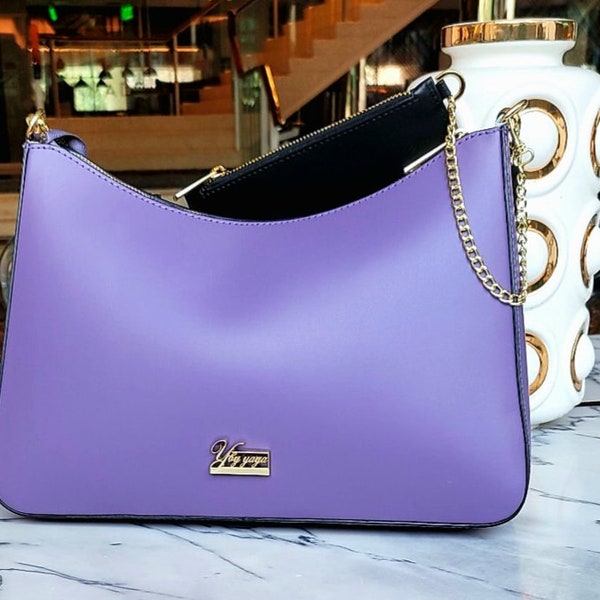 Purple Italian Leather Crossbody Shoulder Bag for Women | Designer Leather Handbags | Gifts for Women | Brown Shoulder Bag | New Purse Style