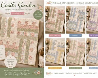 Mönster för babytäcke i Castle Garden | Nybörjarvänlig Fat Quarter PDF