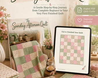 Söndagseftermiddagens quiltbok i PDF-format | Quiltmönster och guide för nybörjare | Enkel steg-för-steg-handledning för lapptäcksquiltning