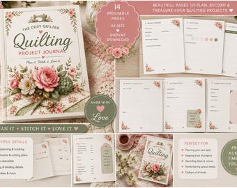 Projektjournal för quiltning | Utskrivbar quiltplanerare i A4-format (nedladdning direkt)